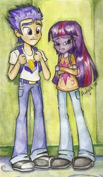 Size: 600x1024 | Tagged: safe, artist:antych, flash sentry, twilight sparkle, equestria girls, g4, traditional art, twilight sparkle (alicorn)