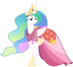 Size: 3500x3228 | Tagged: safe, artist:xebck, princess celestia, pony, g4, make new friends but keep discord, clothes, dress, female, high res, mare, simple background, solo, transparent background, vector