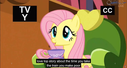 Size: 1600x855 | Tagged: safe, screencap, fluttershy, g4, make new friends but keep discord, meme, youtube caption