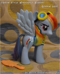 Size: 800x991 | Tagged: safe, artist:antych, rainbow dash, g4, backwards cutie mark, comb, customized toy, irl, photo, solo, toy, wonderbolt trainee uniform