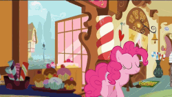 Size: 640x360 | Tagged: safe, screencap, discord, pinkie pie, pony, g4, make new friends but keep discord, animated, cardboard box, exclamation point, konami, metal gear, metal gear solid, reference