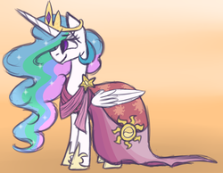 Size: 1024x796 | Tagged: safe, artist:ashtrol, princess celestia, pony, g4, make new friends but keep discord, clothes, dress, female, solo