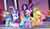 Size: 1609x933 | Tagged: safe, screencap, applejack, pinkie pie, rainbow dash, rarity, twilight sparkle, alicorn, pony, g4, make new friends but keep discord, alternate hairstyle, clothes, dress, female, group, mare, twilight sparkle (alicorn)