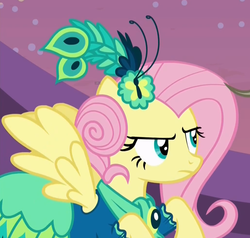 Size: 1030x979 | Tagged: safe, screencap, fluttershy, g4, make new friends but keep discord, alternate hairstyle, clothes, cropped, dress, female, solo