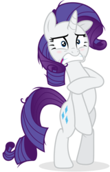 Size: 5000x7800 | Tagged: safe, artist:yanoda, rarity, pony, g4, make new friends but keep discord, .ai available, absurd resolution, assisted exposure, bipedal, blushing, clothing theft, covering, embarrassed, female, implied nudity, naked rarity, simple background, solo, transparent background, vector, we don't normally wear clothes