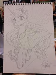 Size: 768x1024 | Tagged: safe, artist:andy price, princess celestia, g4, female, monochrome, solo, traditional art