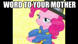 Size: 889x500 | Tagged: safe, edit, edited screencap, screencap, pinkie pie, g4, image macro, meme, rapper pie