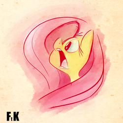 Size: 2000x2000 | Tagged: safe, artist:fluttershythekind, fluttershy, g4, female, gasp, high res, open mouth, portrait, solo