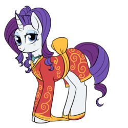 Size: 500x500 | Tagged: safe, artist:lulubell, rarity, g4, clothes, dress, female, simple background, solo, transparent background, vaguely asian robe