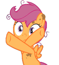 Size: 358x389 | Tagged: dead source, safe, edit, edited screencap, screencap, scootaloo, pegasus, pony, g4, hearts and hooves day (episode), :c, animated, bruised, cute, cutealoo, dirty, female, filly, foal, gif, messy mane, mud, simple background, solo, spread wings, transparent background, waving, wings
