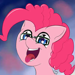 Size: 800x800 | Tagged: safe, artist:fortimpression, pinkie pie, pony, g4, female, glasses, silly, silly pony, solo, tongue out