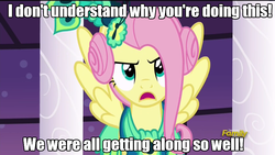 Size: 960x540 | Tagged: safe, edit, edited screencap, screencap, fluttershy, g4, make new friends but keep discord, female, image macro, meme, solo