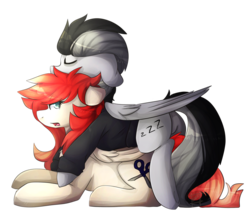 Size: 1024x906 | Tagged: safe, artist:oddends, oc, oc only, oc:bailey, oc:grayscale, pegasus, pony, colored, duo