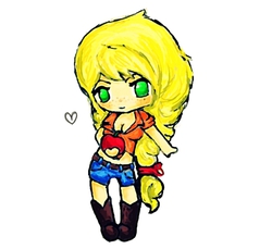 Size: 524x480 | Tagged: safe, artist:s0ldler, applejack, human, g4, cleavage, female, heart, humanized, solo