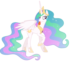 Size: 4942x4354 | Tagged: safe, artist:tsabak, princess celestia, alicorn, pony, g4, :p, absurd resolution, female, mare, raised hoof, sillestia, silly, silly pony, simple background, smiling, solo, spread wings, tongue out, transparent background, vector