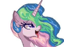 Size: 362x266 | Tagged: safe, artist:clockupflowers, princess celestia, g4, female, pixel art, solo, tongue out