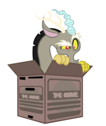 Size: 6000x7100 | Tagged: safe, artist:sofunnyguy, discord, draconequus, g4, make new friends but keep discord, absurd resolution, box, male, simple background, solo, transparent background, vector