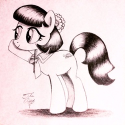 Size: 1024x1024 | Tagged: safe, artist:theasce, coco pommel, g4, female, monochrome, portrait, signature, solo, traditional art