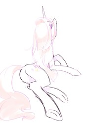 Size: 943x1280 | Tagged: safe, artist:kkmrarar, fleur-de-lis, pony, unicorn, g4, butt, female, mare, plot, rare mare, solo