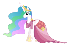 Size: 2500x1586 | Tagged: safe, artist:roze23, princess celestia, pony, g4, make new friends but keep discord, clothes, dress, female, gala dress, mare, simple background, solo, transparent background