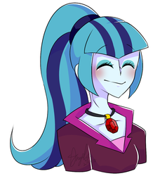 Size: 942x1033 | Tagged: safe, artist:snow angel, sonata dusk, equestria girls, g4, blushing, female, simple background, solo, white background