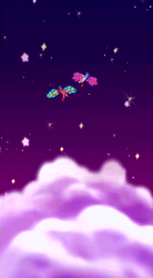 Size: 640x1159 | Tagged: safe, screencap, heart bright, star flight, g3, two for the sky, cloud, cloudy, g3 panorama, panorama, space, stars, vertical panorama, wings