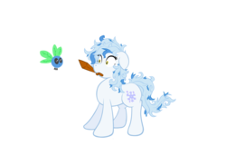 Size: 1024x745 | Tagged: safe, artist:yooyfull, oc, oc only, oc:frostfall, earth pony, parasprite, pony, female, final boss, mare, minecraft, solo, wooden sword