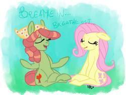 Size: 1117x849 | Tagged: safe, artist:lavendire, fluttershy, tree hugger, g4, make new friends but keep discord, lotus position, meditating, yoga