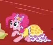 Size: 183x156 | Tagged: safe, screencap, pinkie pie, smooze, earth pony, pony, g4, make new friends but keep discord, animated, clothes, cropped, dancing, dress, female, gala dress, mare