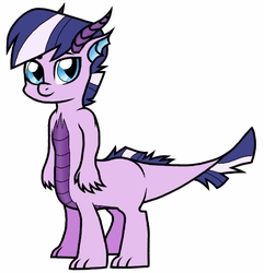 Size: 583x606 | Tagged: safe, artist:unoriginai, dracony, dragon, hybrid, taur, colt, cute, dragontaur, goddamnit unoriginai, interspecies offspring, offspring, parent:spike, parent:twilight sparkle, parents:twispike