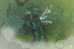 Size: 1970x1300 | Tagged: safe, artist:dfectivedvice, artist:jackiephantom13, artist:pananovich, queen chrysalis, changeling, changeling queen, semi-anthro, g4, arm hooves, colored, cracked, crying, female, injured, solo