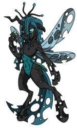 Size: 1200x2000 | Tagged: safe, artist:dfectivedvice, artist:pananovich, queen chrysalis, changeling, changeling queen, semi-anthro, g4, arm hooves, colored, cracked, crying, female, injured, simple background, solo, transparent background