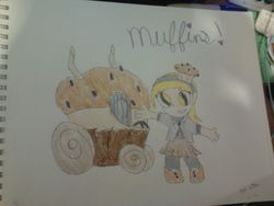 Size: 1024x768 | Tagged: safe, artist:pscycobaltolover110, derpy hooves, human, g4, car, female, humanized, kart, muffin, photo, solo, sugar rush, traditional art, wreck-it ralph