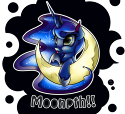 Size: 2364x2160 | Tagged: safe, artist:neko-me, princess luna, alicorn, pony, g4, constellation, crescent moon, cute, female, high res, lunabetes, moon, solo, tangible heavenly object, tongue out