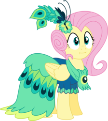 Size: 3000x3353 | Tagged: safe, artist:ruinedomega, fluttershy, g4, make new friends but keep discord, :i, clothes, dress, gala dress, high res, ponyscape, simple background, transparent background, vector, we bought two cakes