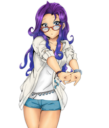 Size: 3485x4082 | Tagged: safe, artist:sazuko, rarity, human, g4, anime, female, glasses, humanized, solo