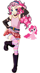 Size: 4800x8822 | Tagged: safe, artist:sazuko, pinkie pie, human, g4, absurd resolution, anime, bloomers, clothes, female, humanized, solo, tank top
