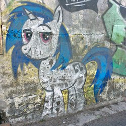 Size: 1936x1936 | Tagged: safe, dj pon-3, vinyl scratch, g4, graffiti, irl, photo, real life graffity, solo