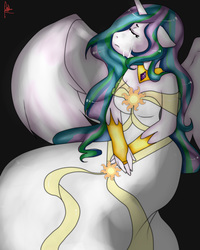 Size: 1999x2500 | Tagged: safe, artist:kyoraayako, princess celestia, anthro, g4, female, solo