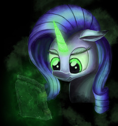 Size: 3750x4000 | Tagged: safe, artist:craszh, rarity, g4, inspiration manifestation, season 4, corrupted, dark magic, insanity, inspirarity, inspiration manifestation book, magic, possessed