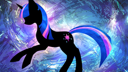 Size: 2560x1440 | Tagged: safe, artist:genjilim, twilight sparkle, pony, unicorn, g4, female, mare, silhouette, solo, wallpaper