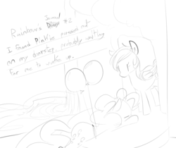 Size: 776x653 | Tagged: safe, artist:dotkwa, pinkie pie, rainbow dash, g4, balloon, grayscale, monochrome, sketch