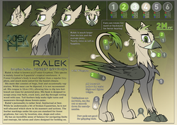 Size: 4855x3430 | Tagged: safe, artist:ralek, oc, oc only, oc:ralek, griffon, original species, bio, eared griffon, frown, looking at you, profile, reference sheet, solo, tail feathers