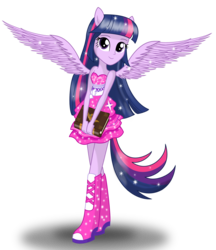 Size: 2308x2676 | Tagged: safe, artist:deannaphantom13, twilight sparkle, equestria girls, g4, bare shoulders, fall formal outfits, female, high res, ponied up, pony ears, simple background, sleeveless, solo, strapless, transparent background, twilight sparkle (alicorn), wings