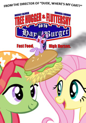 Size: 600x856 | Tagged: safe, fluttershy, tree hugger, twilight sparkle, alicorn, pony, g4, make new friends but keep discord, dude where's my car, female, harold and kumar, hay burger, mare, movie poster, parody, twilight burgkle, twilight sparkle (alicorn), white castle