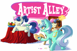 Size: 1500x1000 | Tagged: safe, artist:pusspuss, bon bon, lyra heartstrings, sweetie drops, oc, oc:scary, earth pony, human, pony, spider, unicorn, g4, alternate hairstyle, apple, banana, blushing, butt, female, fiesta equestria, fruit bowl, glowing horn, hat, horn, humanized, humanized bonbon & pony lyra action, lesbian, lying down, magic, mare, modeling, orange, paint, paint on fur, paintbrush, painting, plot, ponytail, pose, ship:lyrabon, shipping, telekinesis, that pony sure does love humans, tongue out, top hat