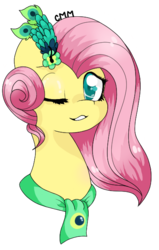 Size: 400x628 | Tagged: safe, artist:factoryzero, fluttershy, g4, make new friends but keep discord, cute, female, shyabetes, solo, wink