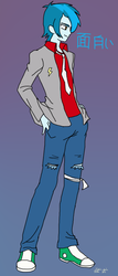 Size: 380x890 | Tagged: safe, thunderbass, equestria girls, g4, background human, male, solo, soren "thunderbass" skyler