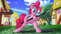 Size: 1920x1080 | Tagged: safe, artist:january3rd, pinkie pie, earth pony, pony, g4, bassoon, bipedal, female, mare, musical instrument, solo