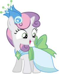 Size: 2981x3742 | Tagged: safe, artist:rainihorn, sweetie belle, pony, g4, make new friends but keep discord, clothes, cute, dress, female, gala dress, high res, simple background, solo, transparent background, vector